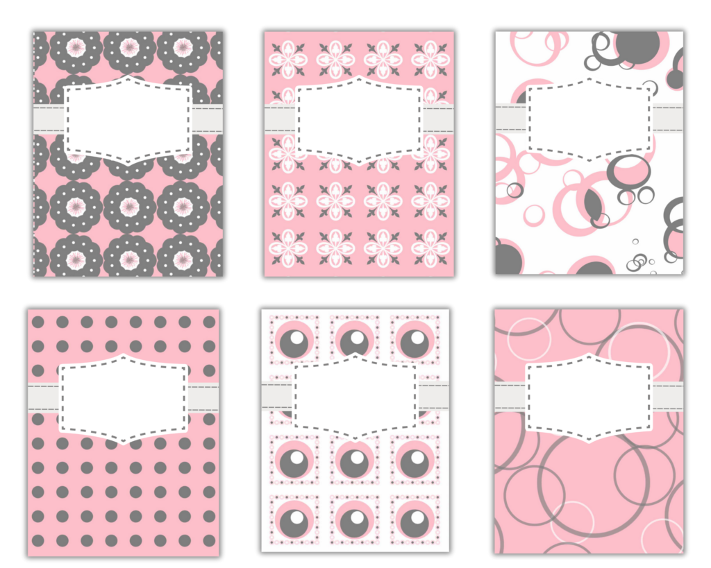Pink and Grey Binder Cover Set